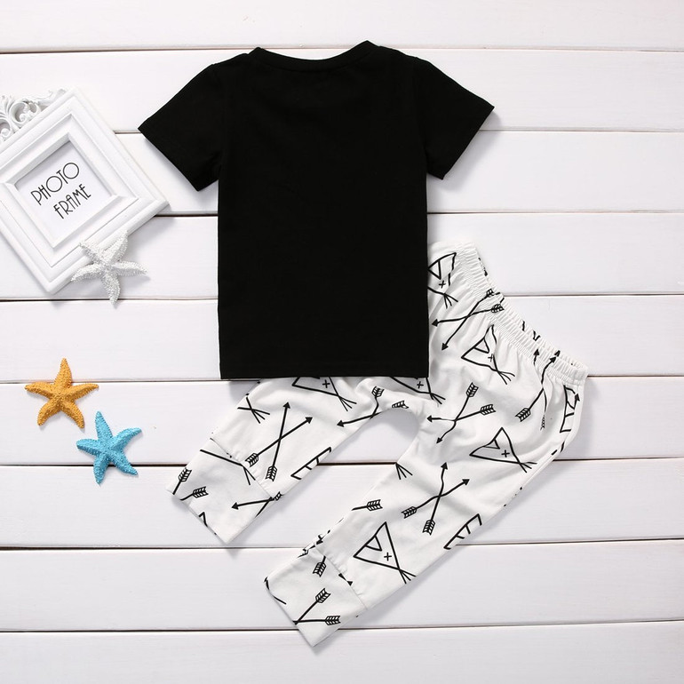 2017 Summer Newborn Baby Boys Girls Clothes Casual Short Sleeve T-shirt Tops +Pant Trouser 2PCS Outfit Toddler Kids Clothing Set