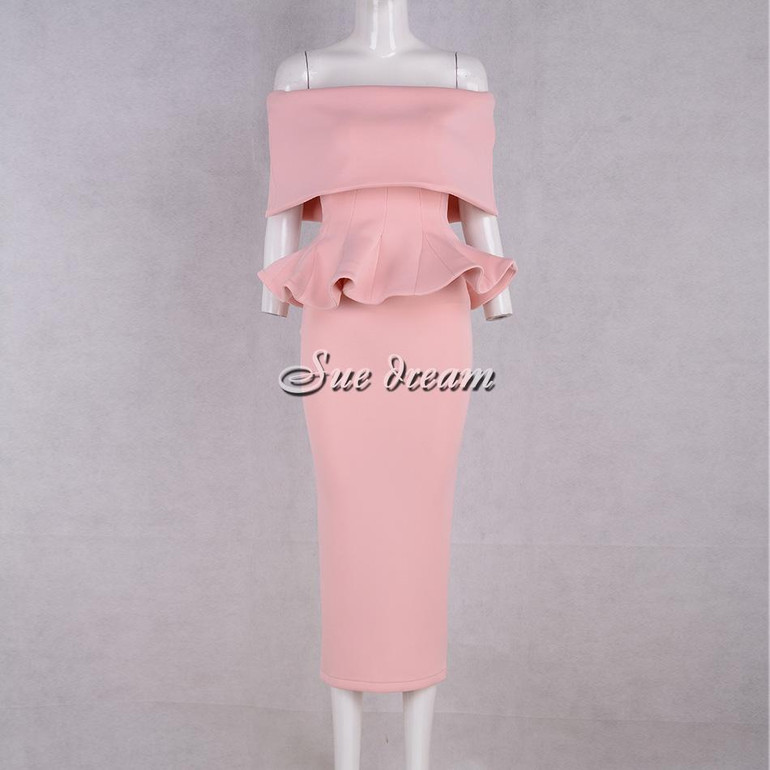 2017 Summer new women dress short sleeve slash neck dress ruffles sexy bodycon celebrity party white black pink dresses vestidos