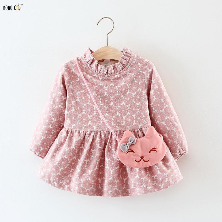2017 Winter Baby Dress Girls Clothes Cute Print Long Sleeve Baby Party Dresses Thicken Warm Princess Vestido Toddler Costume