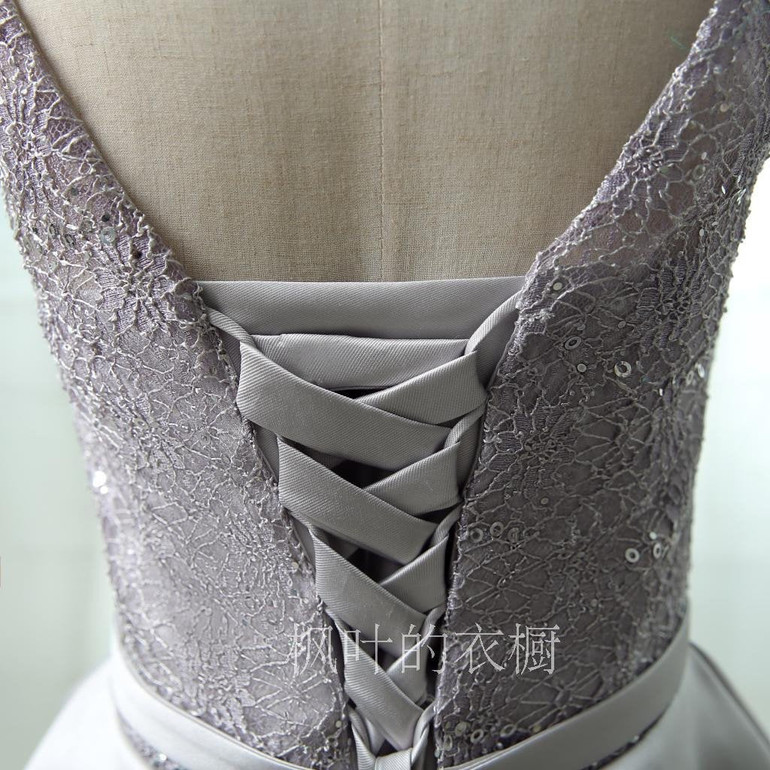 Gray Lace Plus Size Cocktail Dress Knee-length Elegant Satin Cocktail Dress robe de cocktail Party Dresses cocktail mekko