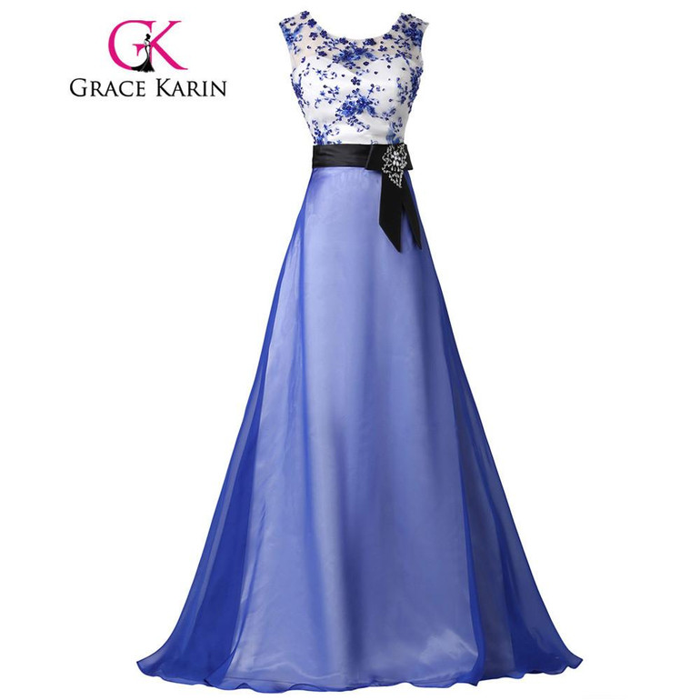 Grace Karin Sleeveless Blue Long Evening Dresses 2017 Abendkleider Sexy Lace Sequins Beading Party Evening Gown for Dinner Night Grace Karin Sleeveless Blue Long Evening Dresses 2017 Abendkleider Sexy Lace Sequins Beading Party Evening Gown for Dinner Night