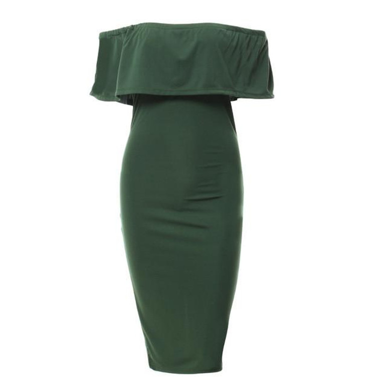 Forefair 2017 Sexy Slash Neck Ruffle Party Dresses Women Summer Vestidos Off Shoulder ClubWear Slim Bodycon Split Midi Dress Forefair 2017 Sexy Slash Neck Ruffle Party Dresses Women Summer Vestidos Off Shoulder ClubWear Slim Bodycon Split Midi Dress