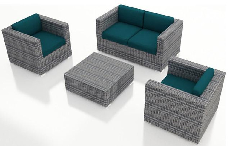 2016 Sofa Furniture 4 Piece Weathered Stone Wicker Patio Sofa Set