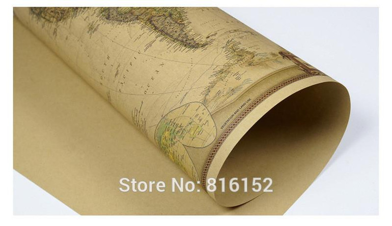 2016 Rushed Classic World Map English For Retro Kraft Paper Poster Decorative Painting Core Vintage Greeting Card