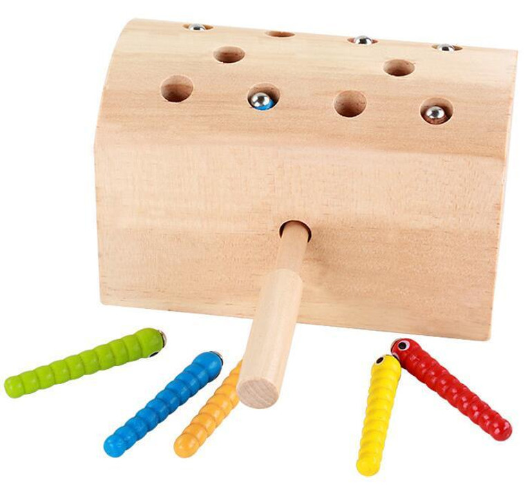 Candywood Wooden catch caterpillar toys for baby kids educational children early learning Parent-child interaction toys block