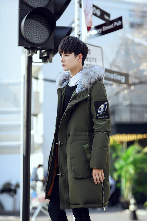 2016 winter men's Hooded leisure fashion fox collars 80% White duck down Down jacket Men's trench coat jackets Down Coats