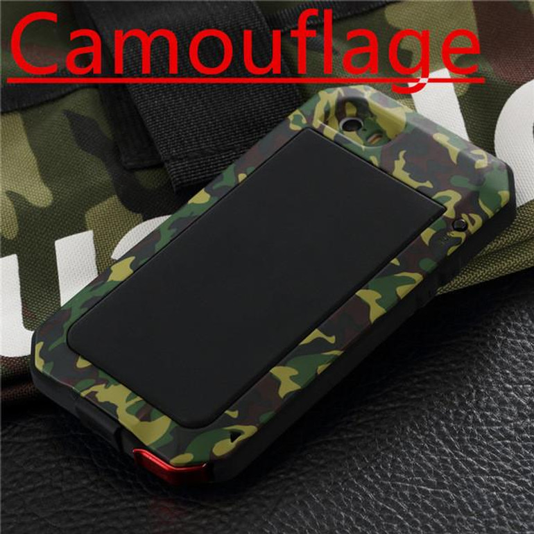 Luxury Doom Metal Armor Life Waterproof Shockproof Aluminum Case for IPhone 7 7 Plus 6 6S Plus 5 5C 5S SE 4 4S + Tempered Glass