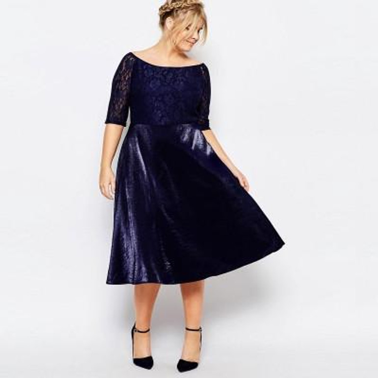 Kissmilk Plus Size Fashion Women Clothing Elegant Lace Patchwork Ladies Dress Bardot Full Big Size Midi Dress 3XL 4XL 5XL 6XL