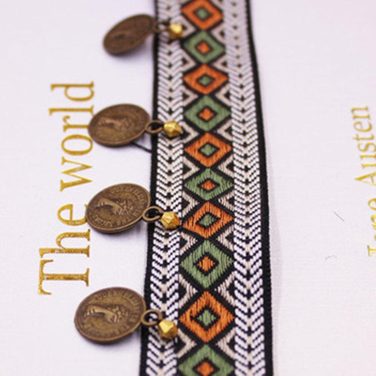1Yards Width 3CM Copper Tassel Lace Trim Bohemian Cotton Fabric Ribbon Fringe Drop Handmade Sewing Clothes Curtains Accessories