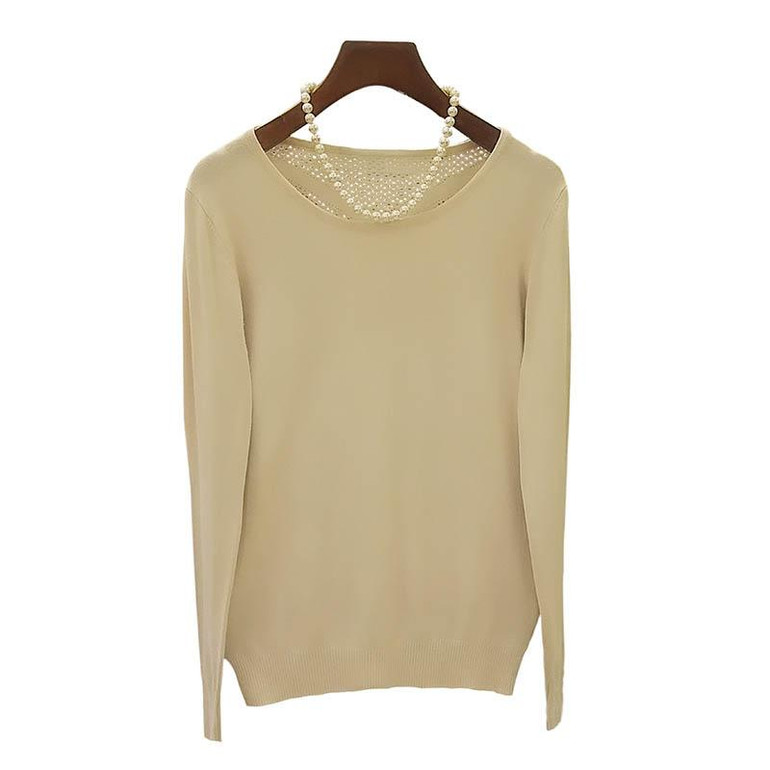 SALE 2016 Autumn Winter Women Casual Long Sleeves Cashmere Sweaters Back Hollow Out Wool Sweaters Women Pullovers Tops Wholesale