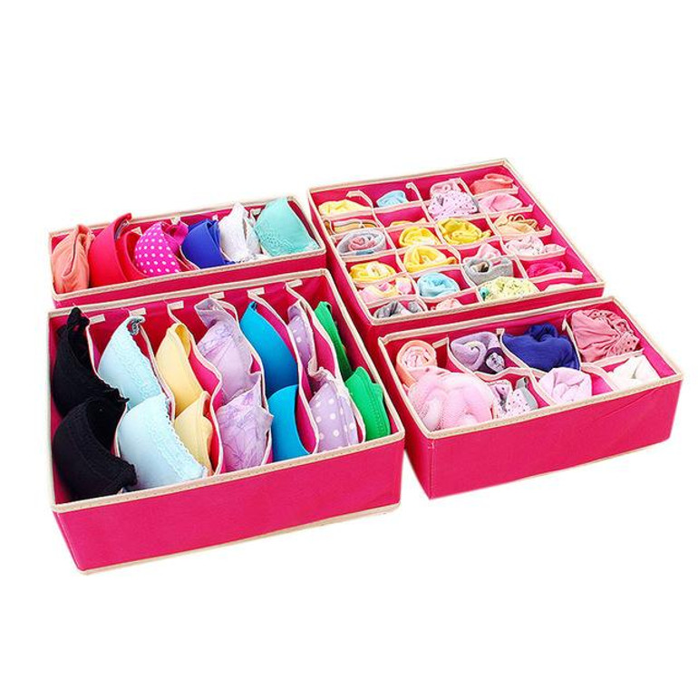 SAFEBET 4pcs Non-Woven Fabric Folding Underwear Storage Box Underwear Necktie Bra Socks Briefs Organizer Box Home Storage Bag SAFEBET 4pcs Non-Woven Fabric Folding Underwear Storage Box Underwear Necktie Bra Socks Briefs Organizer Box Home Storage Bag