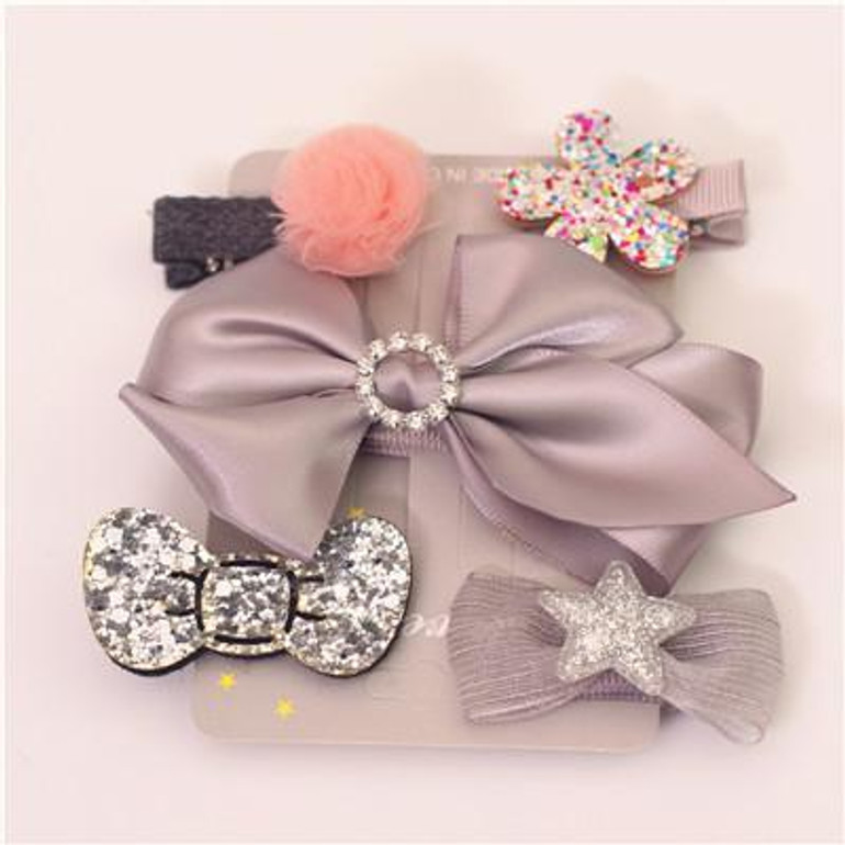 New 5pcs kids girl hair Accessories flower Bowknot Hairpin children star Cartoon crown hair clips Barrette headwear Q-2