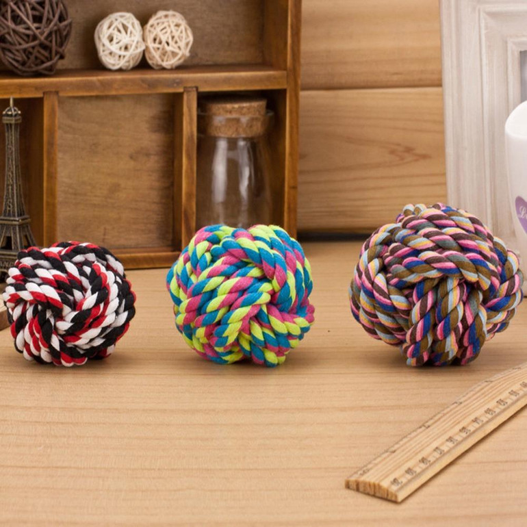 New Design Pets Rope Ball Toys Bite Ball Colorful Squeak Toys Dog Wool Ball Toys 3 Size Pet Puppy Chew Toys