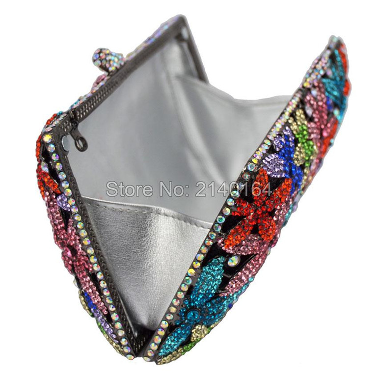 Newest stylish women evening bag Multi Crystal Evening Bag silver winding bags Crystal Luxury Clutch Bag Diamond Ladies 88415