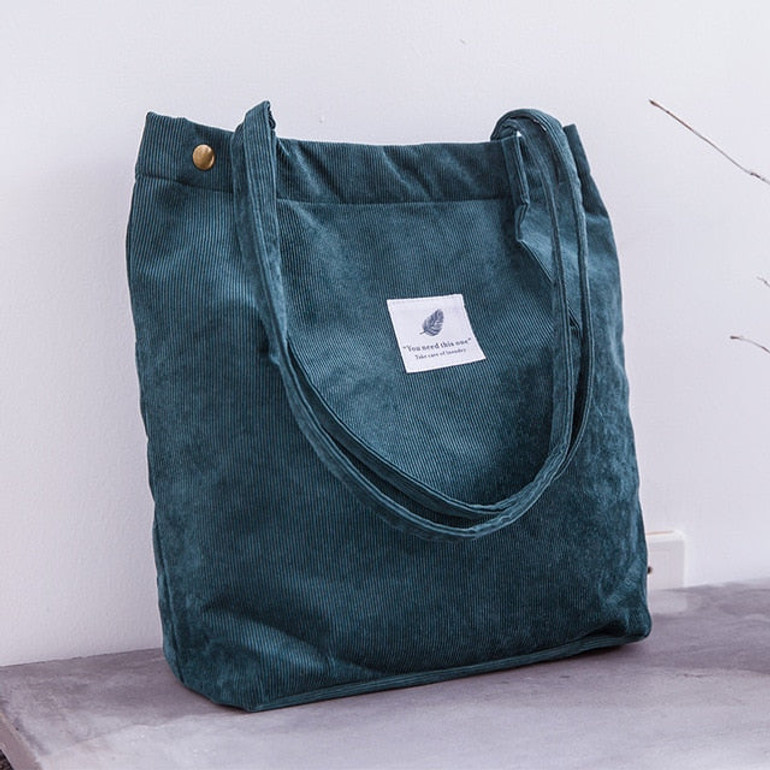 Women Corduroy Shopping Bag Female Canvas Cloth Shoulder Bag Environmental Storage Handbag Reusable Foldable Eco Grocery Totes Women Corduroy Shopping Bag Female Canvas Cloth Shoulder Bag Environmental Storage Handbag Reusable Foldable Eco Grocery Totes