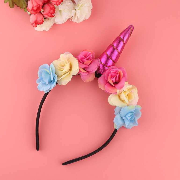 Rainbow Unicorn Horn Hairband Kids Chiffon Unicorn Headband Glitter Hairband Easter Bonus for Party Gift Hair Accessories