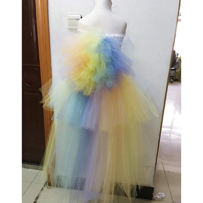 Rainbow Bustle Unicorn Girl Tutu Dress Princess Girls Pony Birthday Party Costume Special Occasion Tutu Dresses With Headband