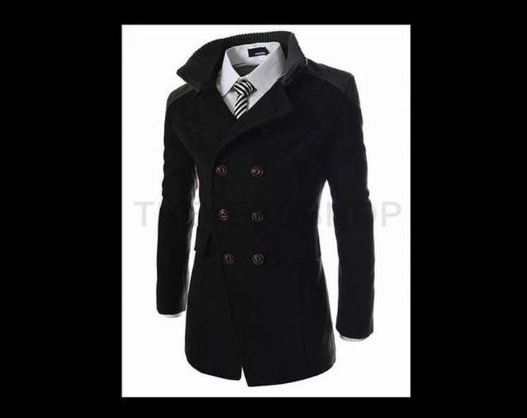 Hot Sale Trench Coat Men Tops Autumn Style Double Breasted Trench Coat High Quality Woolen Cloth Fabric Long Mens Trench Coat