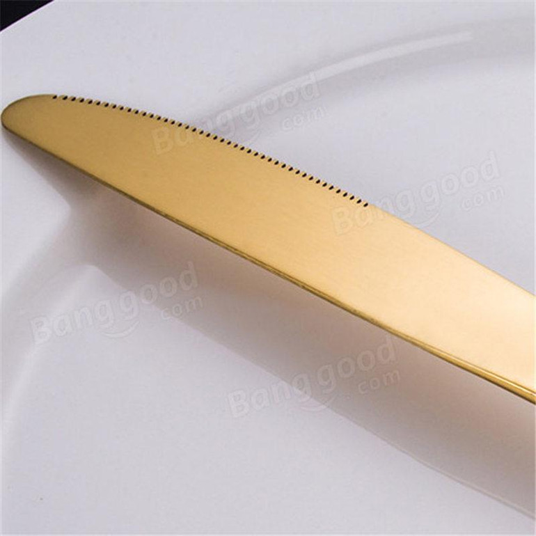Hot Sale Stainless Steel Golden Western Food Dinnerware Cutlery Fork Knife &amp; Scoop Tableware Cutlery Set