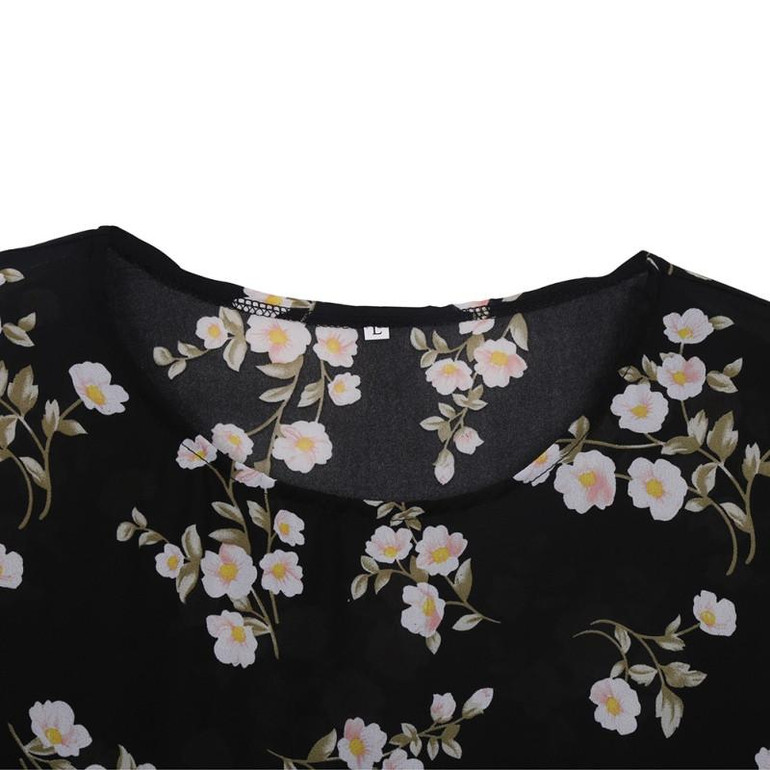 Stylish Women Boho Floral Long Maxi Dress Elegant Black Dress with Belt Stylish Women Boho Floral Long Maxi Dress Elegant Black Dress with Belt