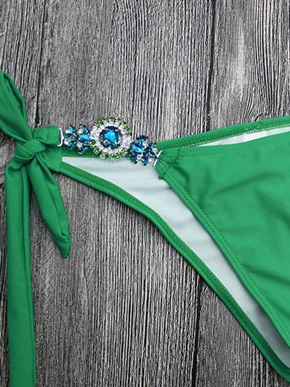 Chicnico Cross Me Shine Jewelry Green Bikini Set