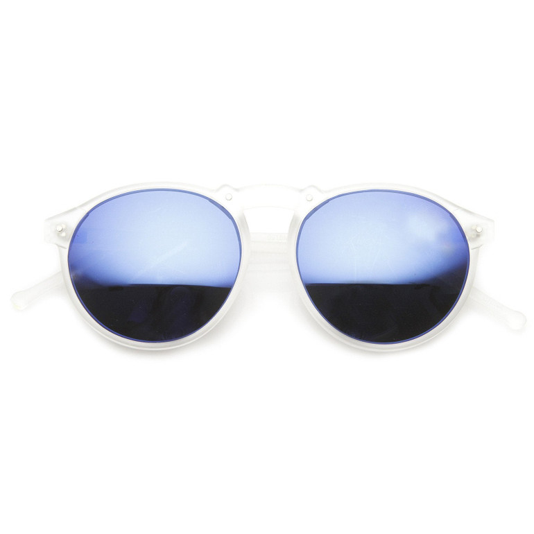 Trendy Retro Frosted Mirror Lens Round Sunglasses 8961