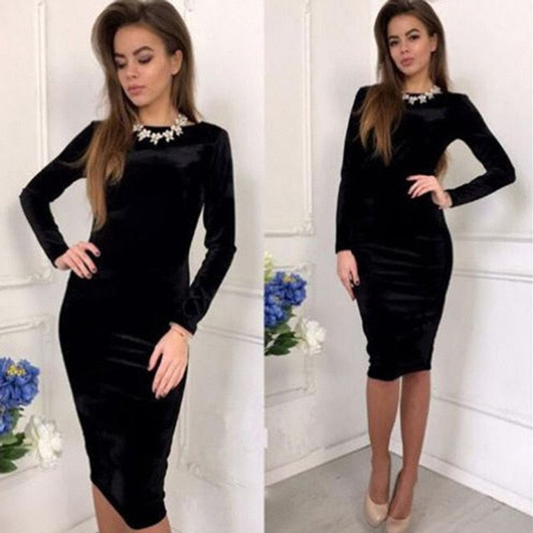 BeautyChill™ Elegant Plain Evening Party Club Formal Dress