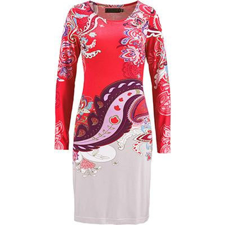 New Floral Summer Dress Women 2017 Elegant Floral Printing Army Green Women Dress Casual Long Sleeve Sheath Ladies Dresses Pink