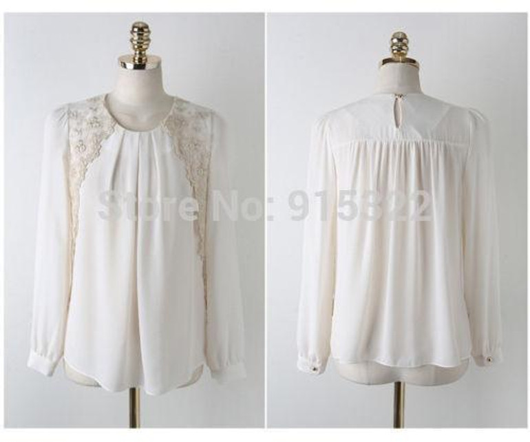Fashion Korean Shirt For Women Blouse Long Sleeve Embroidered Chiffon Blouses Casual Tops White Clothing S M L