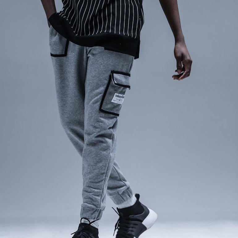 Side Pocket Patchkwork Sweatpants Men 2017 New Design Elastic Waist Drawstring Mens Harem Pants