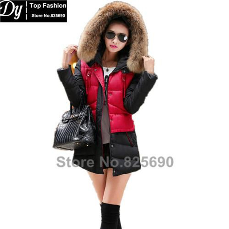 New Padded Winter Jacket Women Cotton Women's Winter Jacket Fashion Slim Plus Size Parkas Hooded With Fake Fur Coat Casacos