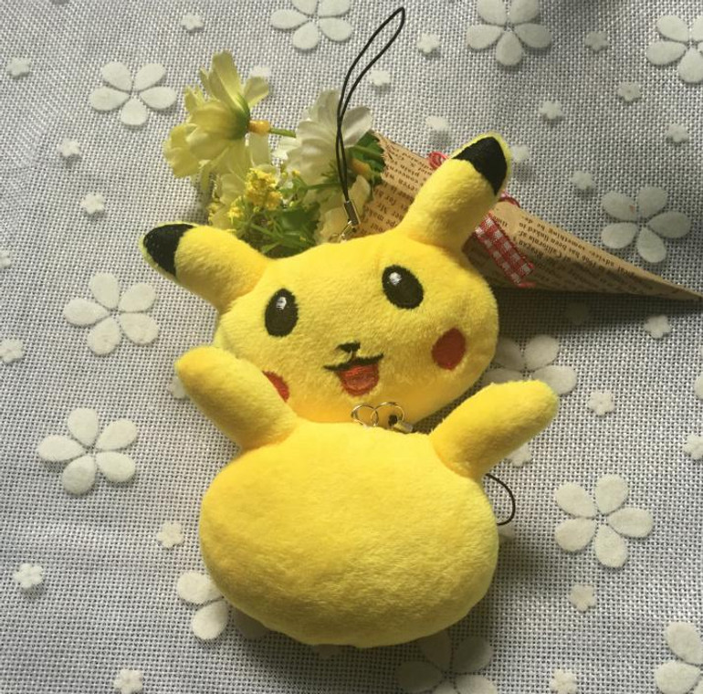 NEW ON Kawaii Pikachu 8*6CM Approx. Stuffed Plush TOY Doll , Kid's Gift keychain String Rope Plush TOY DOLL