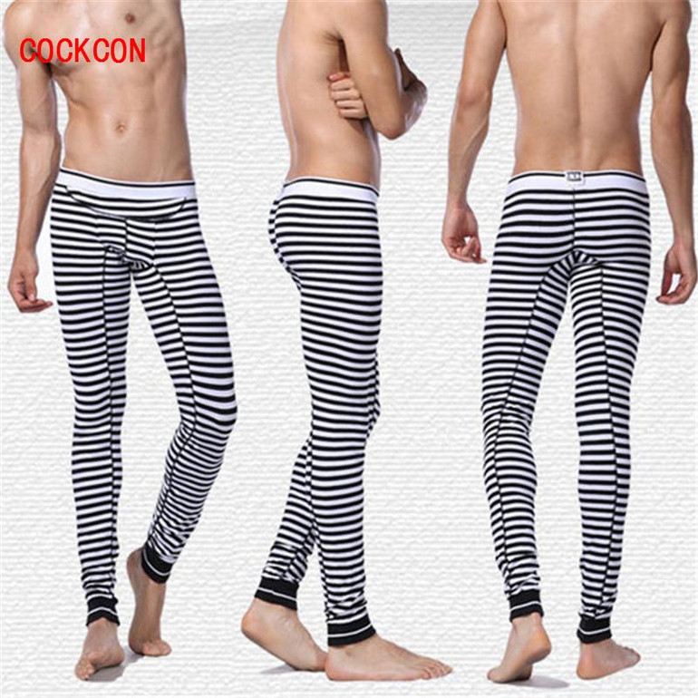 COCKCON Solid Color Mens Long Johns Pants Thermal Underwear Low Rise Underpants M L XL