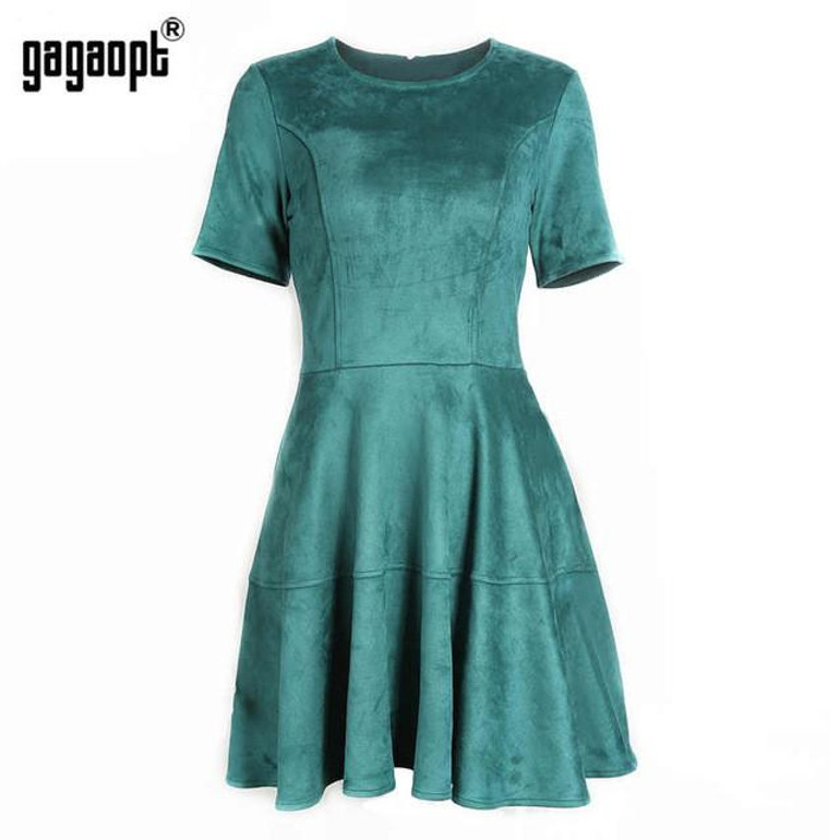 Gagaopt 2017 Spring & Summer Dress Velvet Office Dress 3 Solid Colors Causal Boho Dress Sexy Party Dresses Vestidos Robes