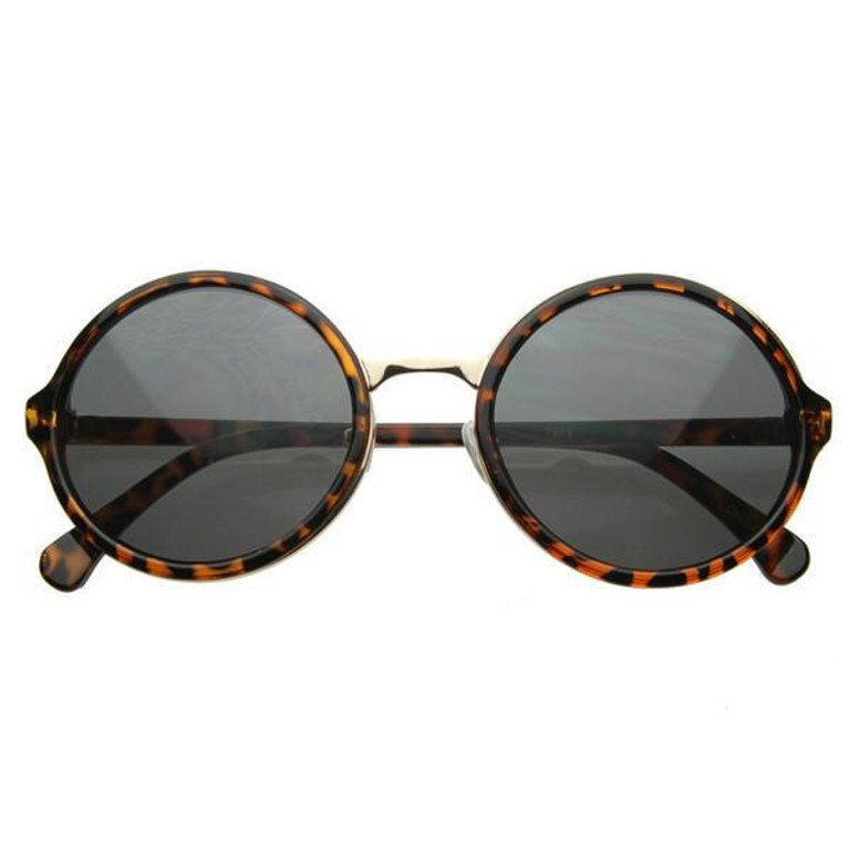 Vintage Steampunk Classic Round Metal Bridge Sunglasses