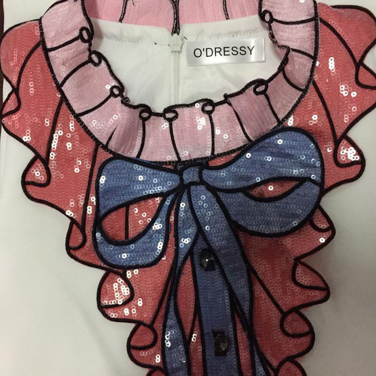HIGH Quality Newest Fashion 2016 Summer Runway Dress Women's Sleeveless Luxury Sequined Bow Vintage Mini Dress