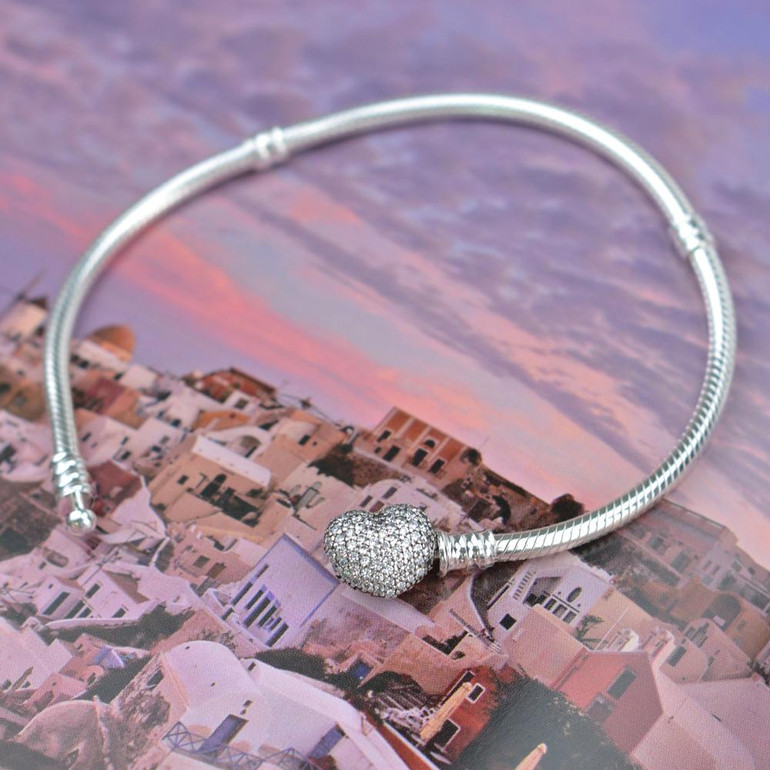 EDELL 925 Sterling Silver Anklets Love Heart Clasp Snake Chain Anklets Bracelet For Women Wedding Party Gift Fine Jewelry 8004