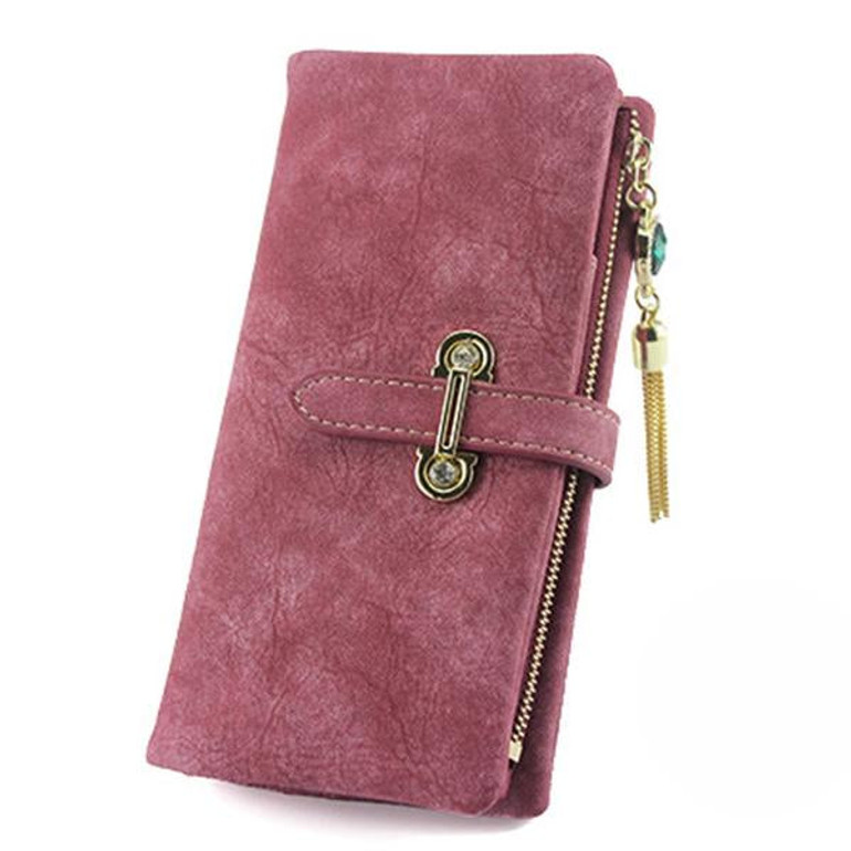 SoAr Wallet Women Luxury Brand Coin Purse Bag Female Clutch Handbags Tassel Long Nubuck Leather Wallets Fashion Famous Design