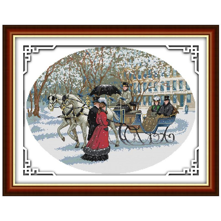 Snowy Day Patterns Counted Cross Stitch 11CT 14CT Cross Stitch Sets Wholesale Chinese Cross-stitch Kits Embroidery Needlework