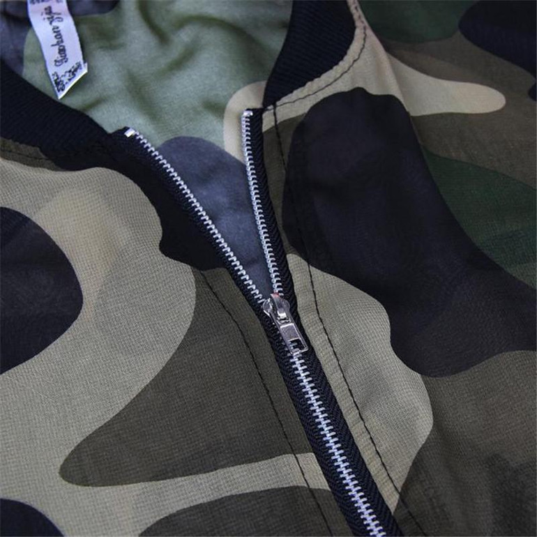 snowshine #3522  Women Stand Collar Long Sleeve Zipper Camouflage Printed Bomber Jacket free shipping