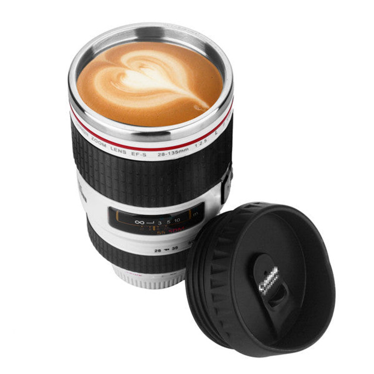 SLR Camera Lens Stainless Steel Travel Coffee Mug
