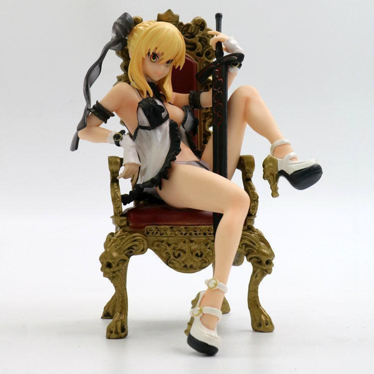 Fate Stay Night Black Saber Throne Sexy Pajamas Model doll PVC 16cm box-packed Japanese Anime figurine Action figure 170623