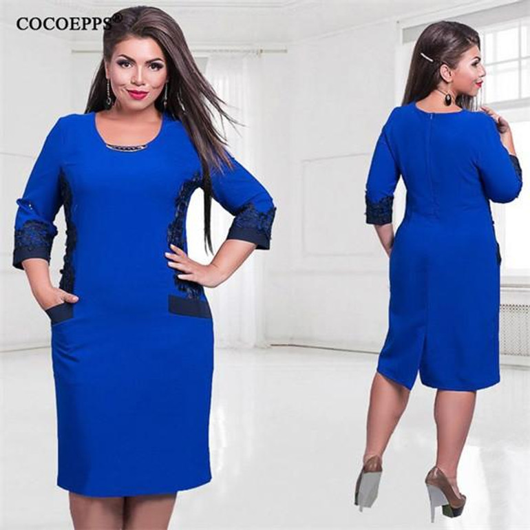 fashionable office women dresses Large size casual o-neck Long sleeve bodycon Dress 2017 plus size women clothing  winter dress