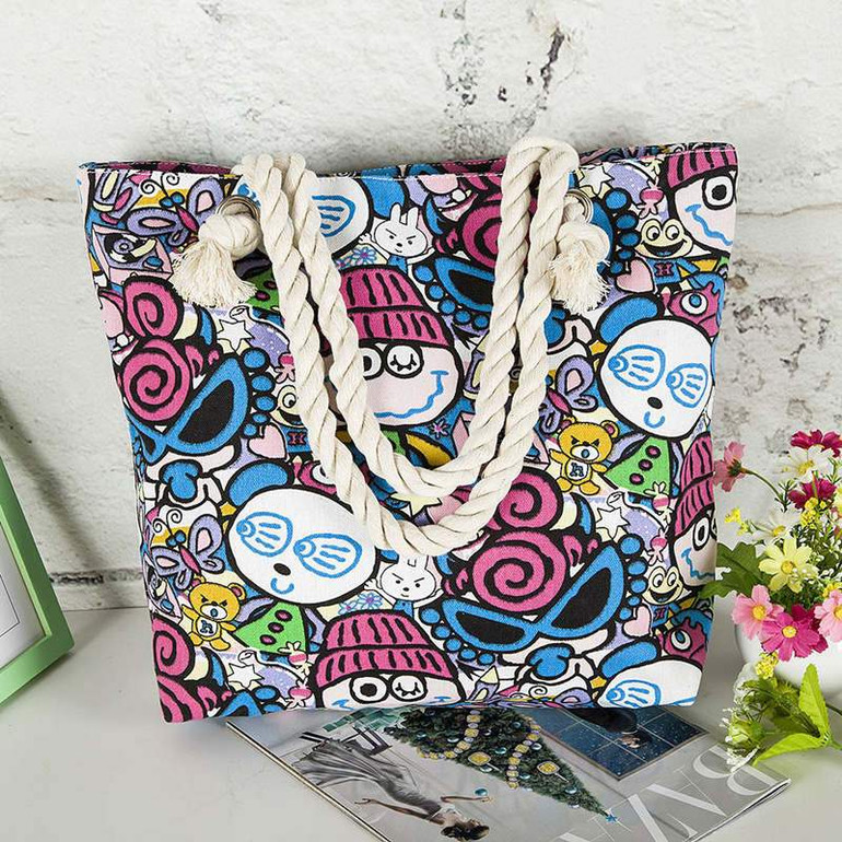 Fashionable Flower Printing Women Handbags Canvas Women Beach Bag Casual Shopping Tote Mummy Shoulder Bag drop shipping JXY820