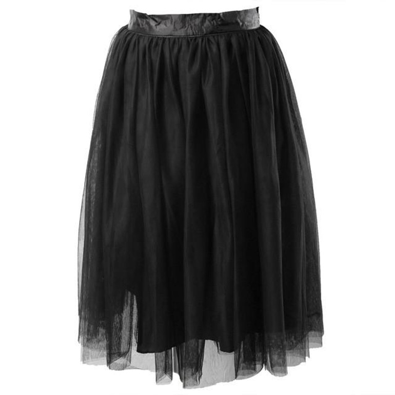New Puff Women Chiffon Tulle Skirt White Black faldas Vestido High waist Midi Knee Length Chiffon plus size  Female Tutu Skirts