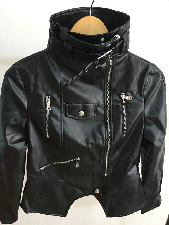 new PU leather motorcycle jacket outerwear plus size stand collar outerwear free shipping xl