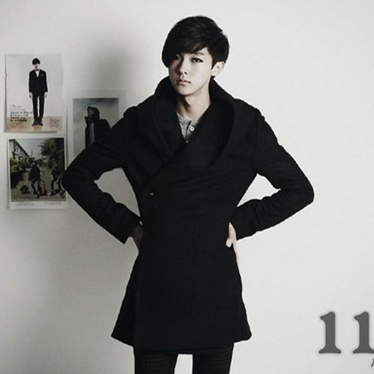2017 new winter coat men's Korean Slim trench long coat for men