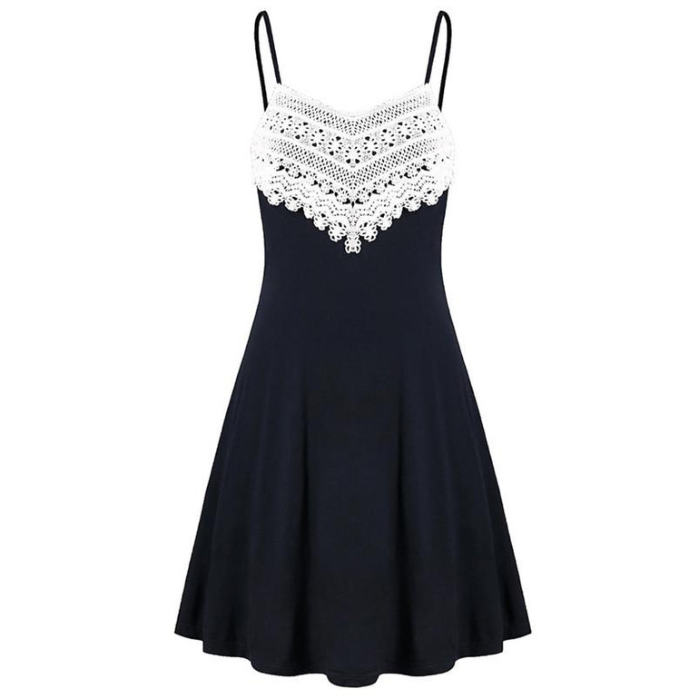 Fashion summer dress 2018 beach dress Womens Crochet Lace Backless Mini Slip Dress Camisole Sleeveless Dress vestidos J08#N