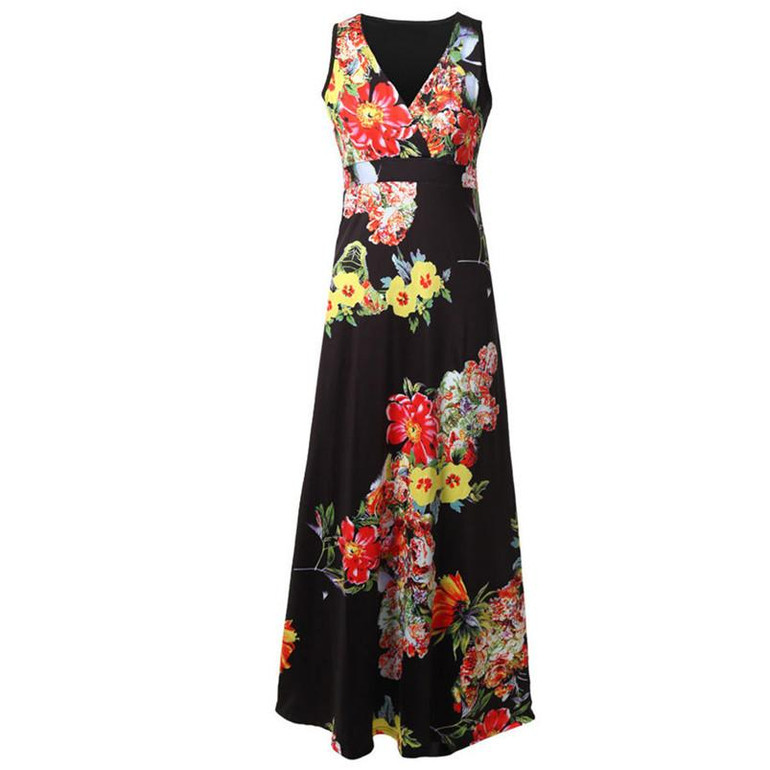 Fashion summer dress 2018 beach dress Women Boho Maxi Summer Beach Long Cocktail Party Floral Dress sexy dress vestido J08#N