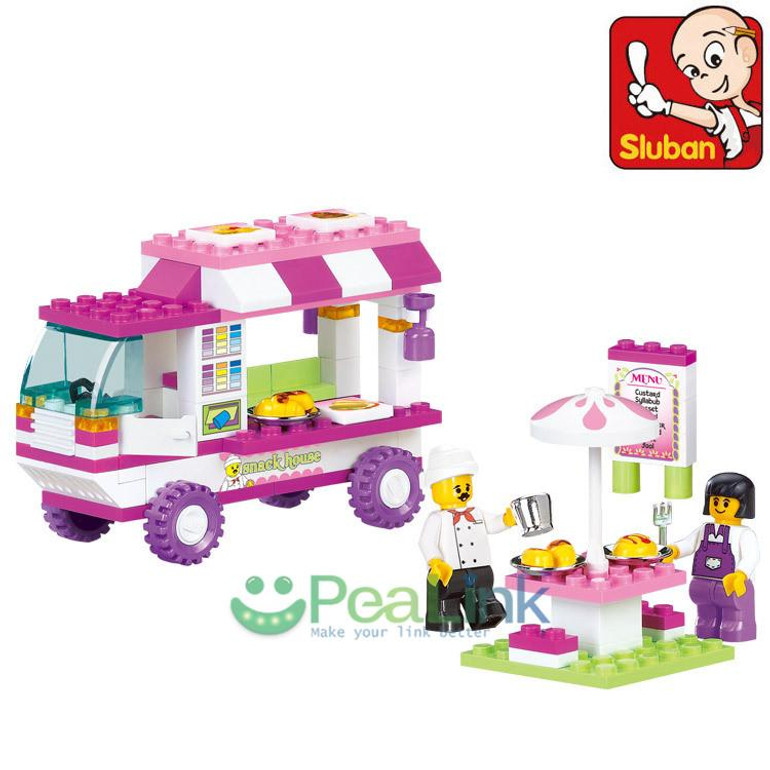 SLUBAN 102Pcs Pink Dream Snack Car Building Blocks Particles Bricks Girls educational toys toys for children